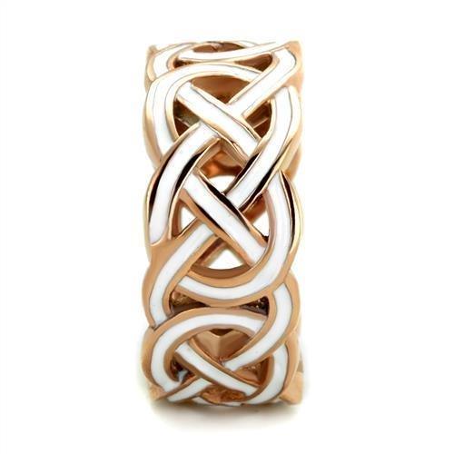 Rose Gold Rings for Women Anillo Para Mujer Stainless Steel Ring with Epoxy in White Caserta - Jewelry Store by Erik Rayo