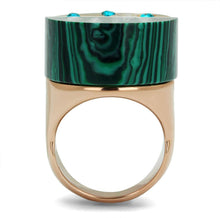 Load image into Gallery viewer, Rose Gold Rings for Women Anillo Para Mujer Stainless Steel Ring with Synthetic Malachite in Emerald Forza - Jewelry Store by Erik Rayo
