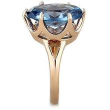 Load image into Gallery viewer, Womens Rose Gold Ring Anillo Para Mujer Stainless Steel Ring with Synthetic Spinel in London Blue Civita - Jewelry Store by Erik Rayo
