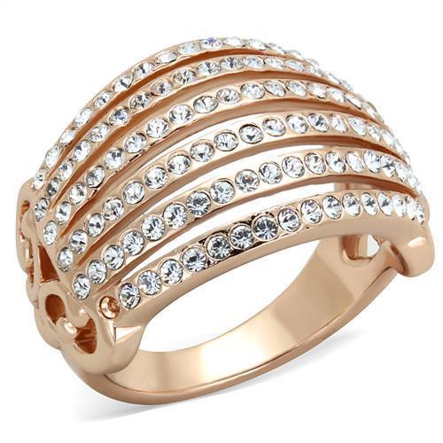 Womens Rose Gold Ring Anillo Para Mujer Stainless Steel Ring with Top Grade Crystal in Clear Argenta - Jewelry Store by Erik Rayo