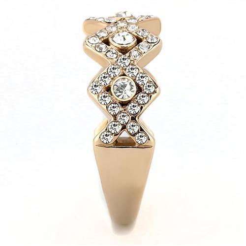 Rose Gold Rings for Women Anillo Para Mujer Stainless Steel Ring with Top Grade Crystal in Clear Avezzano - Jewelry Store by Erik Rayo