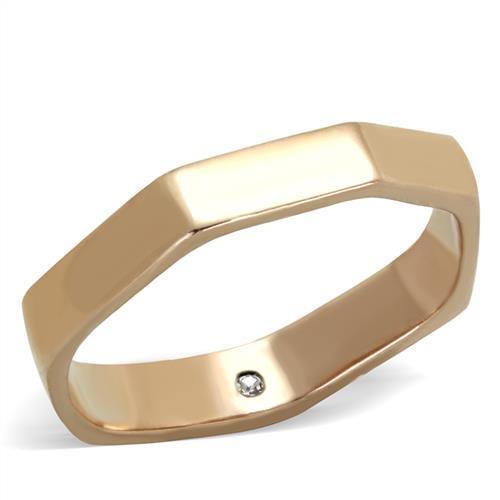 Womens Rose Gold Ring Anillo Para Mujer Stainless Steel Ring with Top Grade Crystal in Clear Nocera - Jewelry Store by Erik Rayo