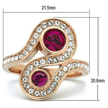 Load image into Gallery viewer, Womens Rose Gold Ring Anillo Para Mujer Stainless Steel Ring with Top Grade Crystal in Fuchsia Formia - Jewelry Store by Erik Rayo
