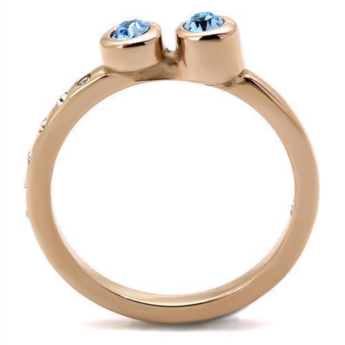 Rose Gold Rings for Women Anillo Para Mujer Stainless Steel Ring with Top Grade Crystal in Sea Blue Amalfi - Jewelry Store by Erik Rayo