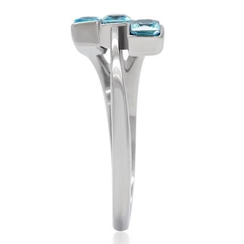 Womens Silver Aquamarine Ring Anillo Para Mujer 316L Stainless Steel Ring in Sea Blue Molfetta - Jewelry Store by Erik Rayo