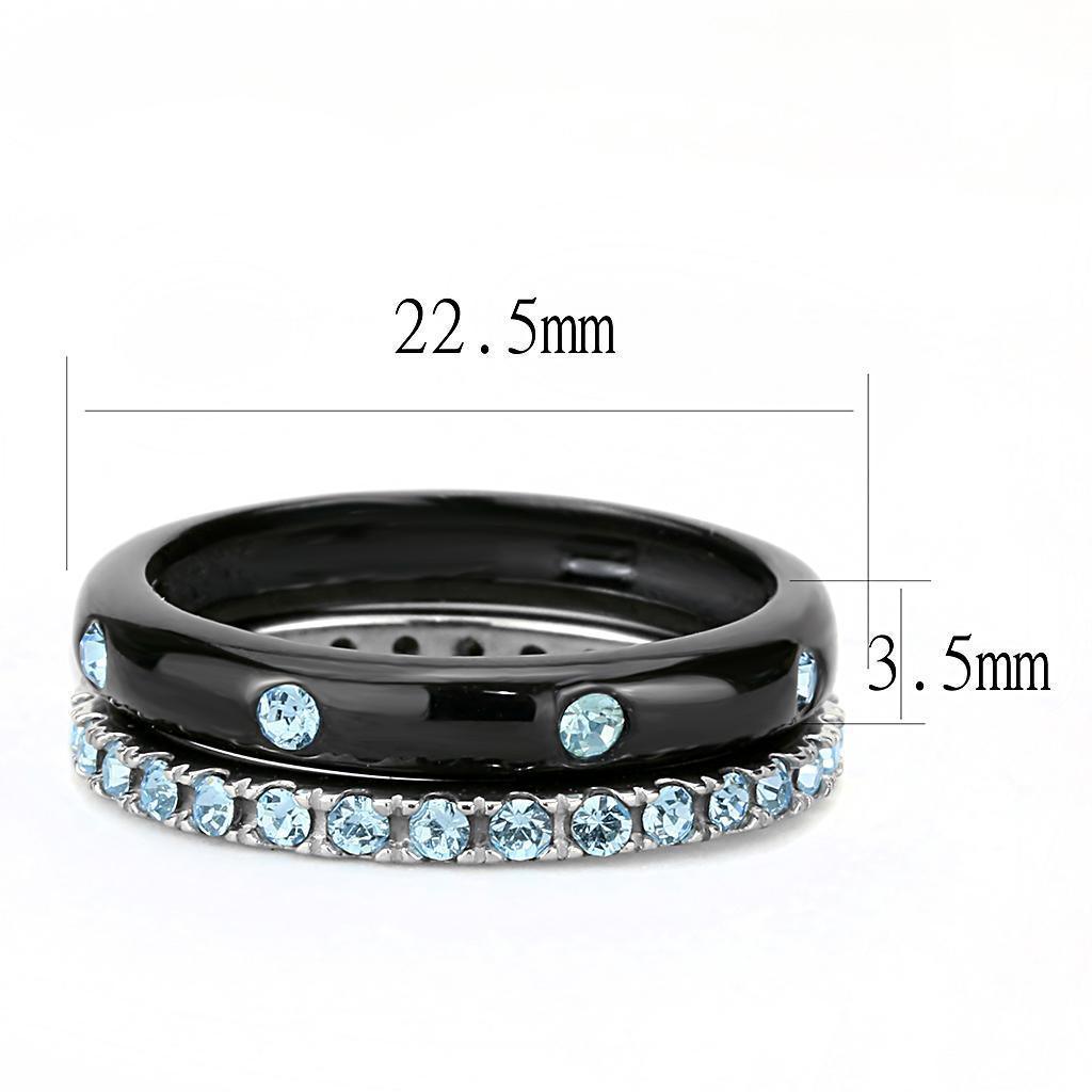 Womens Silver B Adelaidelack Ring Anillo Para Mujer Girls 316L Stainless Steel Ring with Top Grade Crystal in Sea Blue - Jewelry Store by Erik Rayo