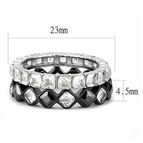Womens Silver Black Ring Anillo Para Mujer Girls 316L Stainless Steel Ring with AAA Grade CZ in Black Diamond Abarrene - Jewelry Store by Erik Rayo