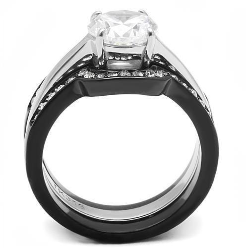 Womens Silver Black Ring Anillo Para Mujer Girls 316L Stainless Steel Ring with AAA Grade CZ in Clear Aaliyah - Jewelry Store by Erik Rayo