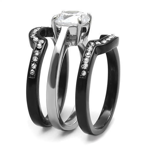 Womens Silver Black Ring Anillo Para Mujer Girls 316L Stainless Steel Ring with AAA Grade CZ in Clear Aaliyah - Jewelry Store by Erik Rayo