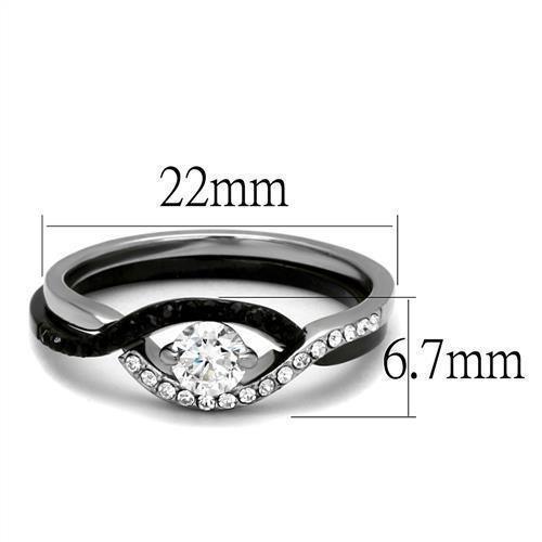 Womens Silver Black Ring Anillo Para Mujer 316L Stainless Steel Ring with AAA Grade CZ in Clear Alexandra - Jewelry Store by Erik Rayo