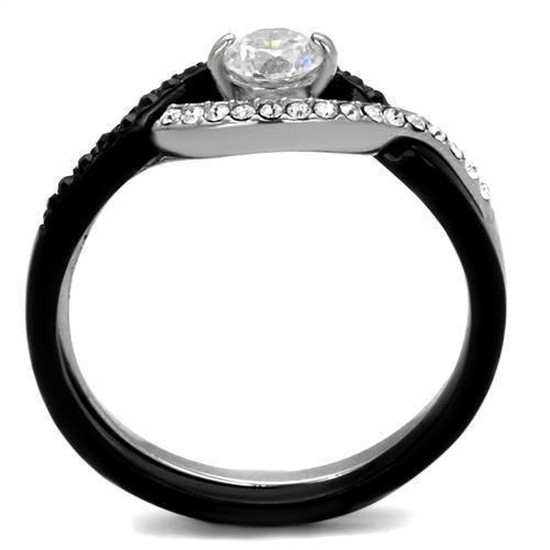 Womens Silver Black Ring Anillo Para Mujer 316L Stainless Steel Ring with AAA Grade CZ in Clear Alexandra - Jewelry Store by Erik Rayo