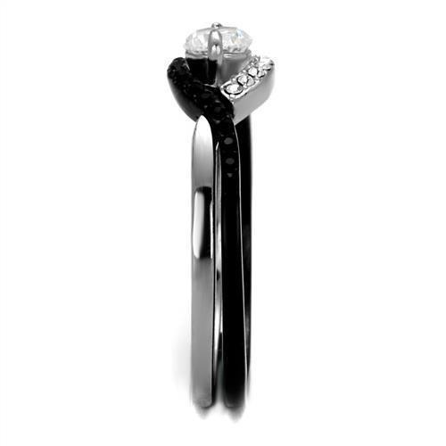 Womens Silver Black Ring Anillo Para Mujer 316L Stainless Steel Ring with AAA Grade CZ in Clear Alexandra - Jewelry Store by Erik Rayo