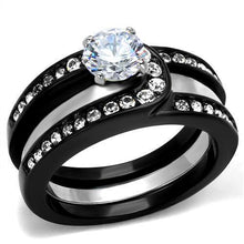 Load image into Gallery viewer, Silver Black Rings for Women Anillo Para Mujer Stainless Steel Ring with AAA Grade CZ in Clear Arielle - Jewelry Store by Erik Rayo
