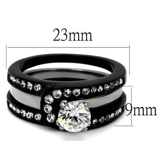 Silver Black Rings for Women Anillo Para Mujer Stainless Steel Ring with AAA Grade CZ in Clear Arielle - Jewelry Store by Erik Rayo