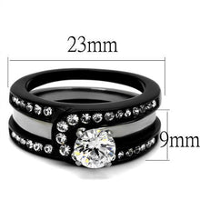 Load image into Gallery viewer, Silver Black Rings for Women Anillo Para Mujer Stainless Steel Ring with AAA Grade CZ in Clear Arielle - Jewelry Store by Erik Rayo
