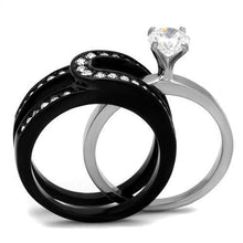Load image into Gallery viewer, Silver Black Rings for Women Anillo Para Mujer Stainless Steel Ring with AAA Grade CZ in Clear Arielle - Jewelry Store by Erik Rayo
