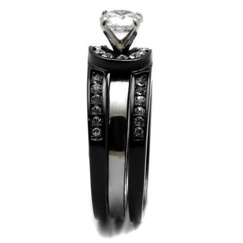 Silver Black Rings for Women Anillo Para Mujer Stainless Steel Ring with AAA Grade CZ in Clear Arielle - Jewelry Store by Erik Rayo