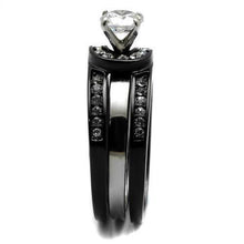 Load image into Gallery viewer, Silver Black Rings for Women Anillo Para Mujer Stainless Steel Ring with AAA Grade CZ in Clear Arielle - Jewelry Store by Erik Rayo
