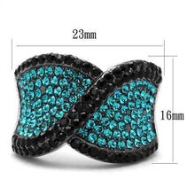 Load image into Gallery viewer, Womens Silver Blue Black Ring Anillo Para Mujer Stainless Steel Ring with Top Grade Crystal in Blue Zircon - Jewelry Store by Erik Rayo
