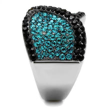 Load image into Gallery viewer, Womens Silver Blue Black Ring Anillo Para Mujer Stainless Steel Ring with Top Grade Crystal in Blue Zircon - Jewelry Store by Erik Rayo
