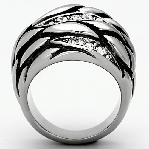 Womens Silver Ring Anillo Para Mujer 316L Stainless Steel Ring with Top Grade Crystal in Clear Forli - Jewelry Store by Erik Rayo