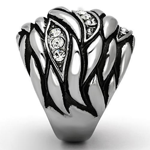 Womens Silver Ring Anillo Para Mujer 316L Stainless Steel Ring with Top Grade Crystal in Clear Forli - Jewelry Store by Erik Rayo