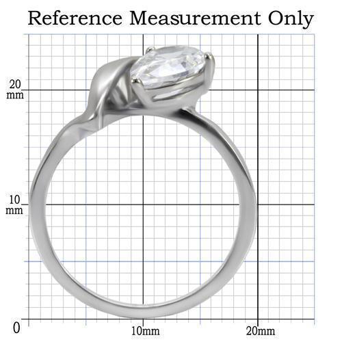 Womens Silver Ring High polished (no plating) 316L Stainless Steel Ring with AAA Grade CZ in Clear TK067 - Jewelry Store by Erik Rayo