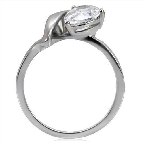 Womens Silver Ring High polished (no plating) 316L Stainless Steel Ring with AAA Grade CZ in Clear TK067 - Jewelry Store by Erik Rayo