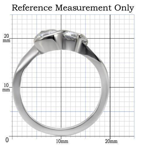 Womens Silver Ring High polished (no plating) 316L Stainless Steel Ring with AAA Grade CZ in Clear TK072 - Jewelry Store by Erik Rayo