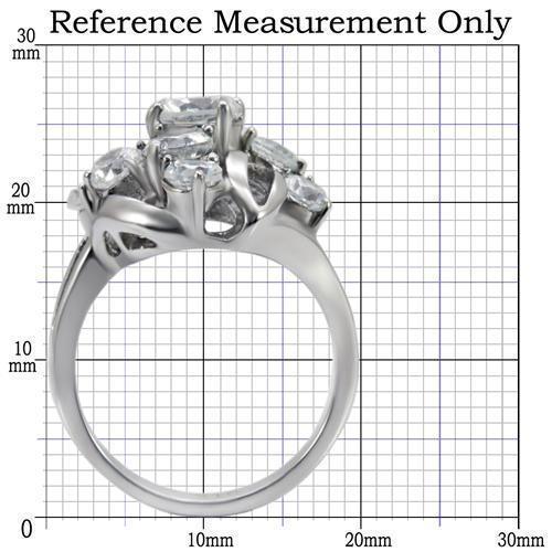 Womens Silver Ring High polished (no plating) 316L Stainless Steel Ring with AAA Grade CZ in Clear TK074 - Jewelry Store by Erik Rayo
