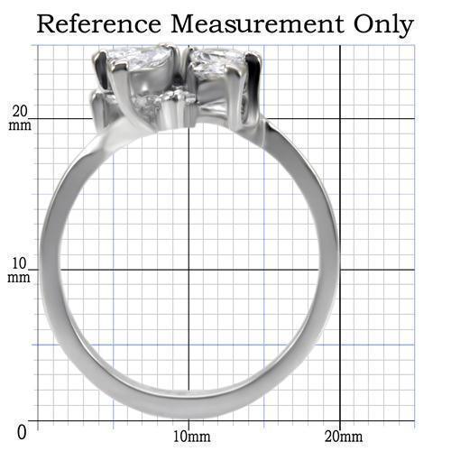 Womens Silver Ring High polished (no plating) 316L Stainless Steel Ring with AAA Grade CZ in Clear TK075 - Jewelry Store by Erik Rayo