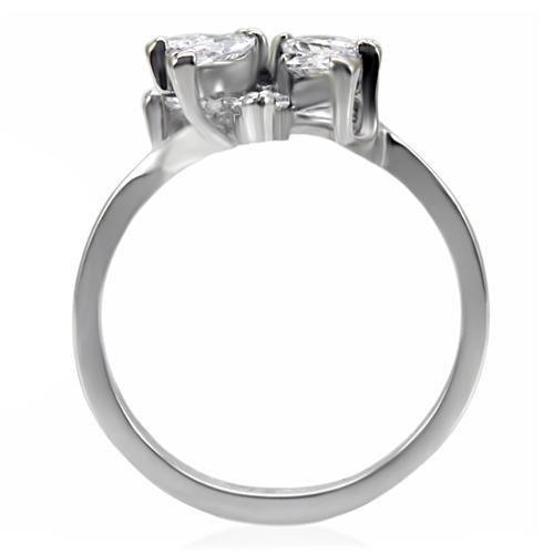 Womens Silver Ring High polished (no plating) 316L Stainless Steel Ring with AAA Grade CZ in Clear TK075 - Jewelry Store by Erik Rayo