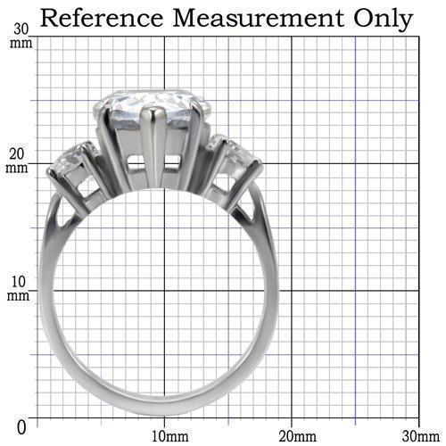 Womens Silver Ring High polished (no plating) 316L Stainless Steel Ring with AAA Grade CZ in Clear TK076 - Jewelry Store by Erik Rayo