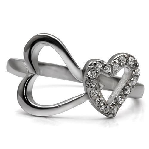 Womens Silver Ring High polished (no plating) 316L Stainless Steel Ring with AAA Grade CZ in Clear TK077 - Jewelry Store by Erik Rayo