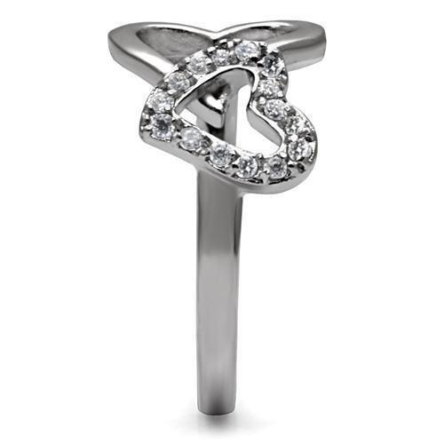 Womens Silver Ring High polished (no plating) 316L Stainless Steel Ring with AAA Grade CZ in Clear TK077 - Jewelry Store by Erik Rayo