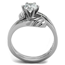 Load image into Gallery viewer, Womens Silver Ring High polished (no plating) 316L Stainless Steel Ring with AAA Grade CZ in Clear TK1429 - Jewelry Store by Erik Rayo
