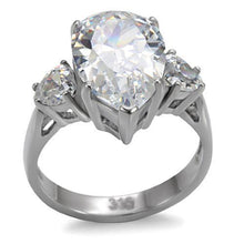 Load image into Gallery viewer, Silver Rings for Women High polished (no plating) Stainless Steel Ring with AAA Grade CZ in Clear TK076 - Jewelry Store by Erik Rayo
