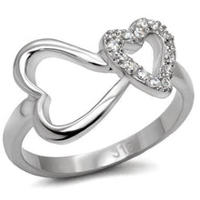 Load image into Gallery viewer, Silver Rings for Women High polished (no plating) Stainless Steel Ring with AAA Grade CZ in Clear TK077 - Jewelry Store by Erik Rayo
