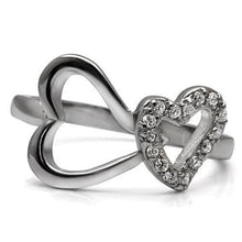 Load image into Gallery viewer, Silver Rings for Women High polished (no plating) Stainless Steel Ring with AAA Grade CZ in Clear TK077 - Jewelry Store by Erik Rayo
