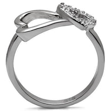 Load image into Gallery viewer, Silver Rings for Women High polished (no plating) Stainless Steel Ring with AAA Grade CZ in Clear TK077 - Jewelry Store by Erik Rayo
