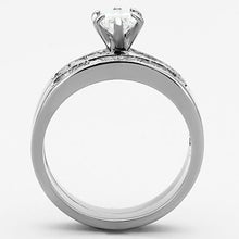 Load image into Gallery viewer, Silver Rings for Women High polished (no plating) Stainless Steel Ring with AAA Grade CZ in Clear TK1319 - Jewelry Store by Erik Rayo

