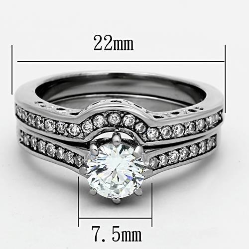 Silver Rings for Women High polished (no plating) Stainless Steel Ring with AAA Grade CZ in Clear TK1330 - Jewelry Store by Erik Rayo