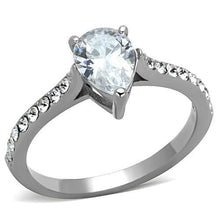 Load image into Gallery viewer, Silver Rings for Women High polished (no plating) Stainless Steel Ring with AAA Grade CZ in Clear TK1337 - Jewelry Store by Erik Rayo
