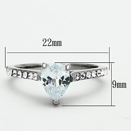 Silver Rings for Women High polished (no plating) Stainless Steel Ring with AAA Grade CZ in Clear TK1337 - Jewelry Store by Erik Rayo