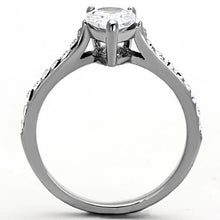 Load image into Gallery viewer, Silver Rings for Women High polished (no plating) Stainless Steel Ring with AAA Grade CZ in Clear TK1337 - Jewelry Store by Erik Rayo
