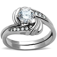 Load image into Gallery viewer, Silver Rings for Women High polished (no plating) Stainless Steel Ring with AAA Grade CZ in Clear TK1429 - Jewelry Store by Erik Rayo
