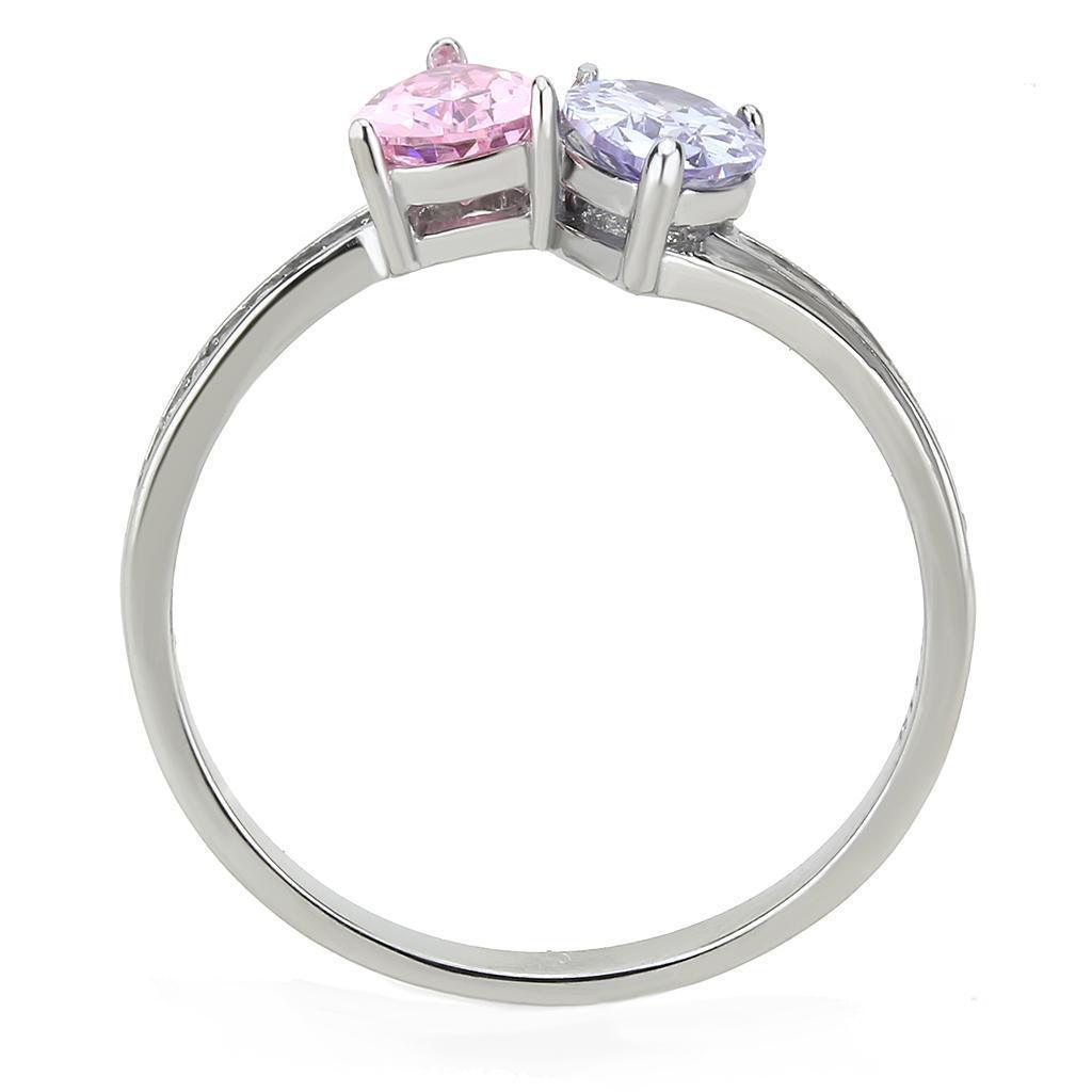 Silver Rings for Women Purple Pink Tear Drops Stainless Steel Ring with AAA Grade CZ in Multi Color - Jewelry Store by Erik Rayo