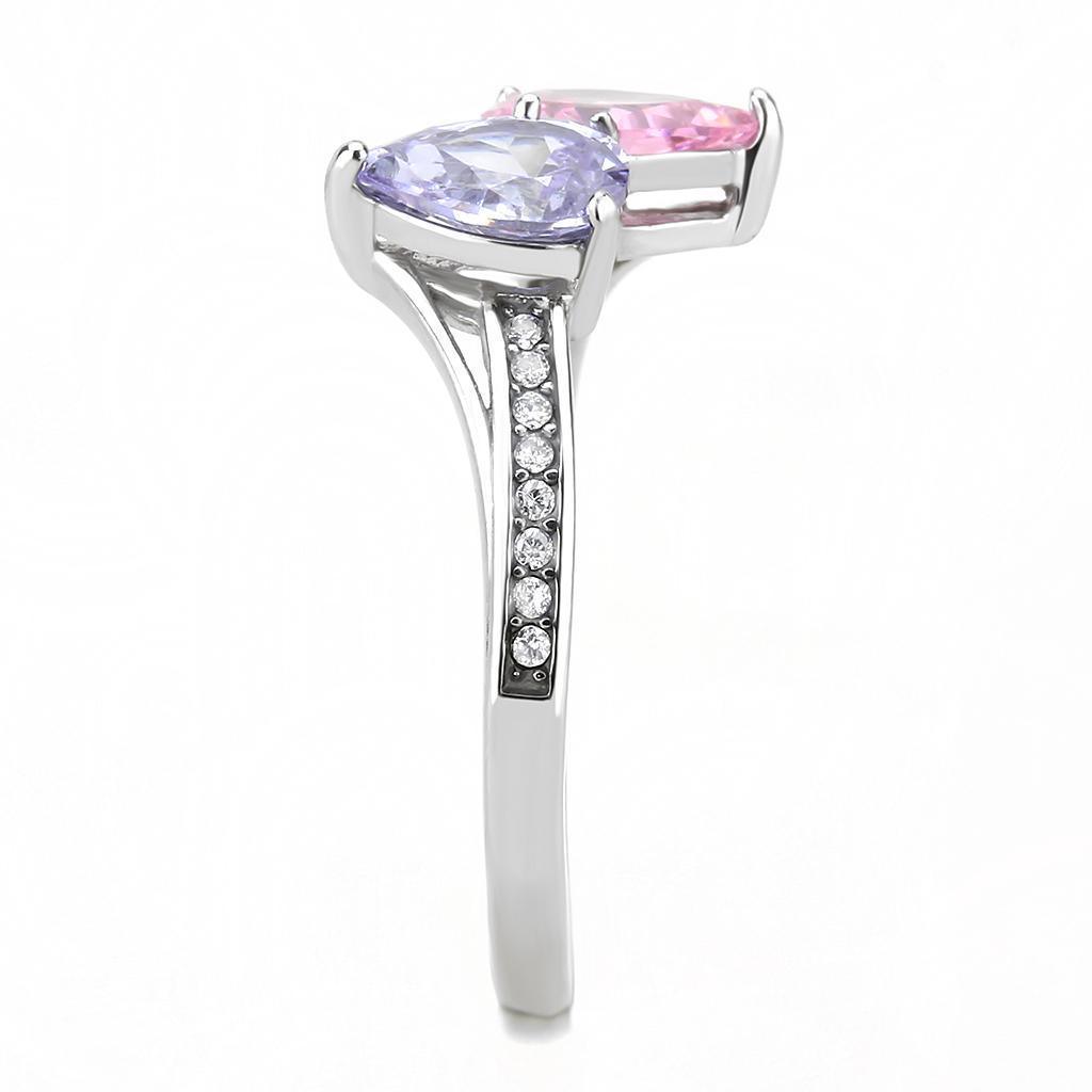 Silver Rings for Women Purple Pink Tear Drops Stainless Steel Ring with AAA Grade CZ in Multi Color - Jewelry Store by Erik Rayo