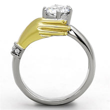 Load image into Gallery viewer, Silver Rings for Women Two-Tone IP Gold (Ion Plating) Stainless Steel Ring with AAA Grade CZ in Clear TK1324 - Jewelry Store by Erik Rayo
