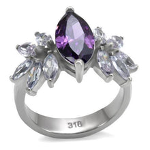 Load image into Gallery viewer, Womens Silver Rings High polished (no plating) 316L Stainless Steel Ring with AAA Grade CZ in Amethyst TK085 - Jewelry Store by Erik Rayo
